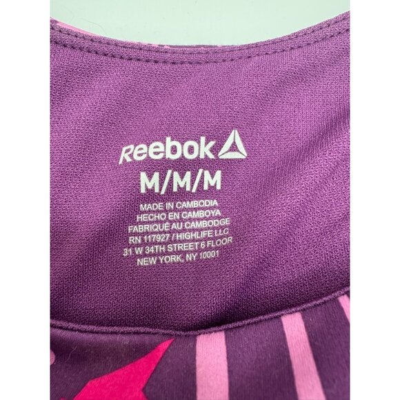 Reebok Women’s Printed Medium Support Cropped Tank Bra Size M Purple Pink - Picture 3 of 6